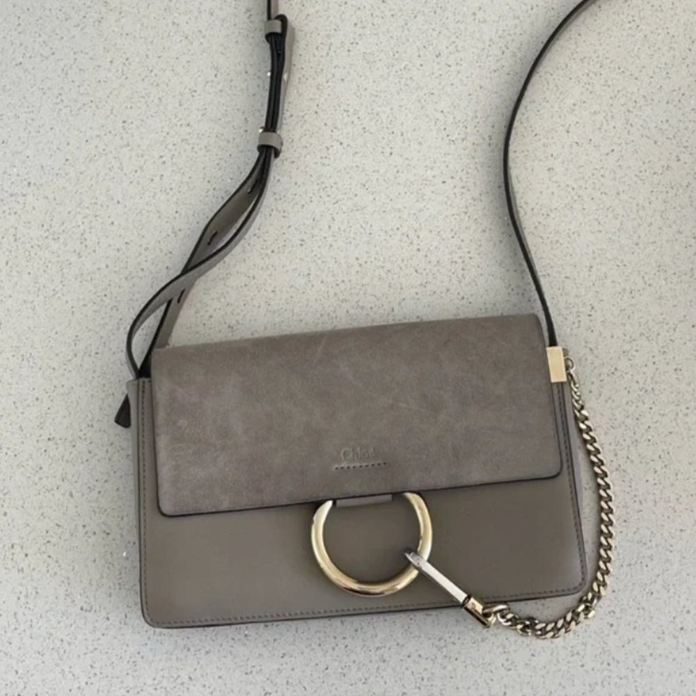 ✨ Chloe Faye Small Crossbody Bag Suede - Motty Grey - Picture 2 of 9